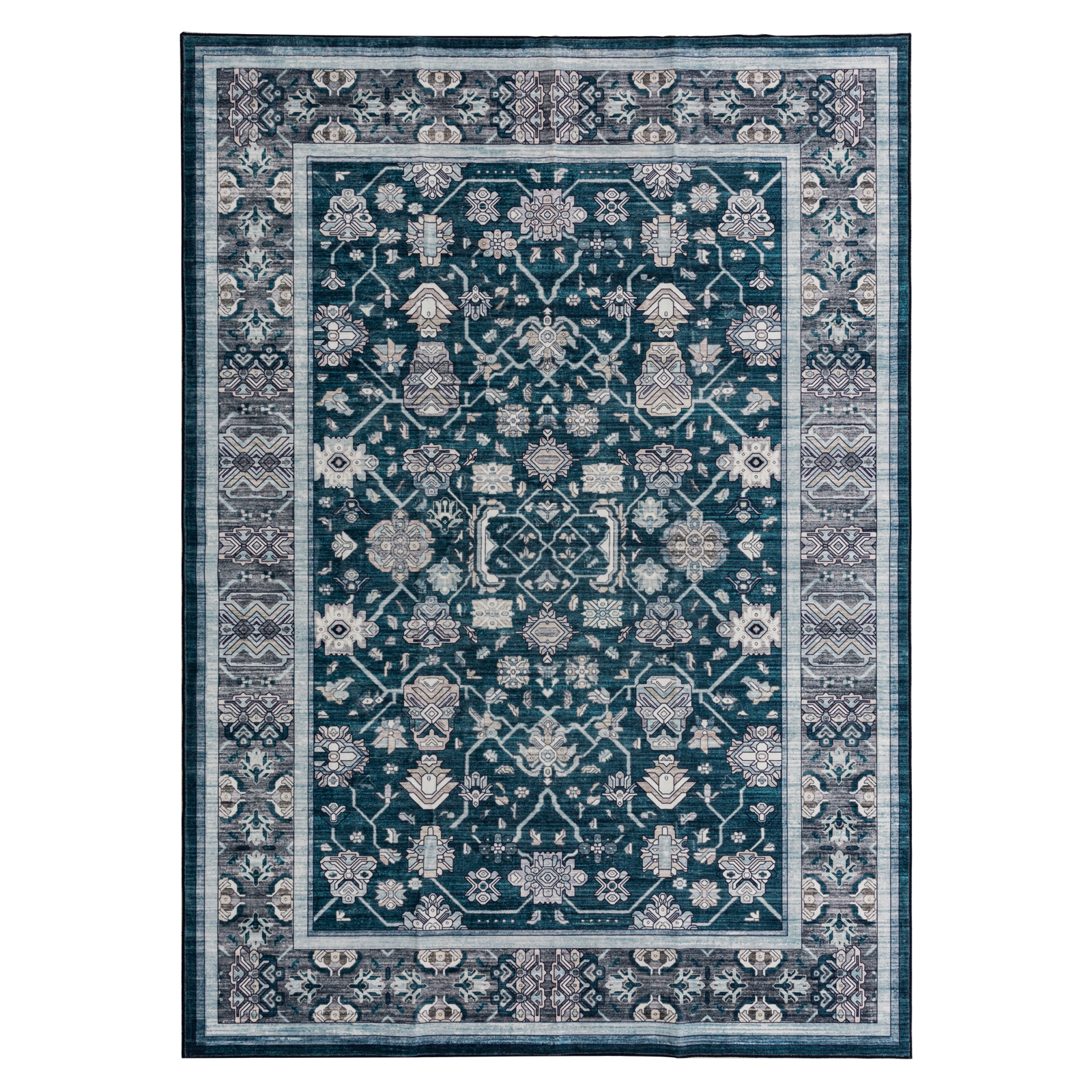 Lenore Traditional Machine Washable Soft Plush Vintage Floral Pattern Foldable Rug Multicolor 