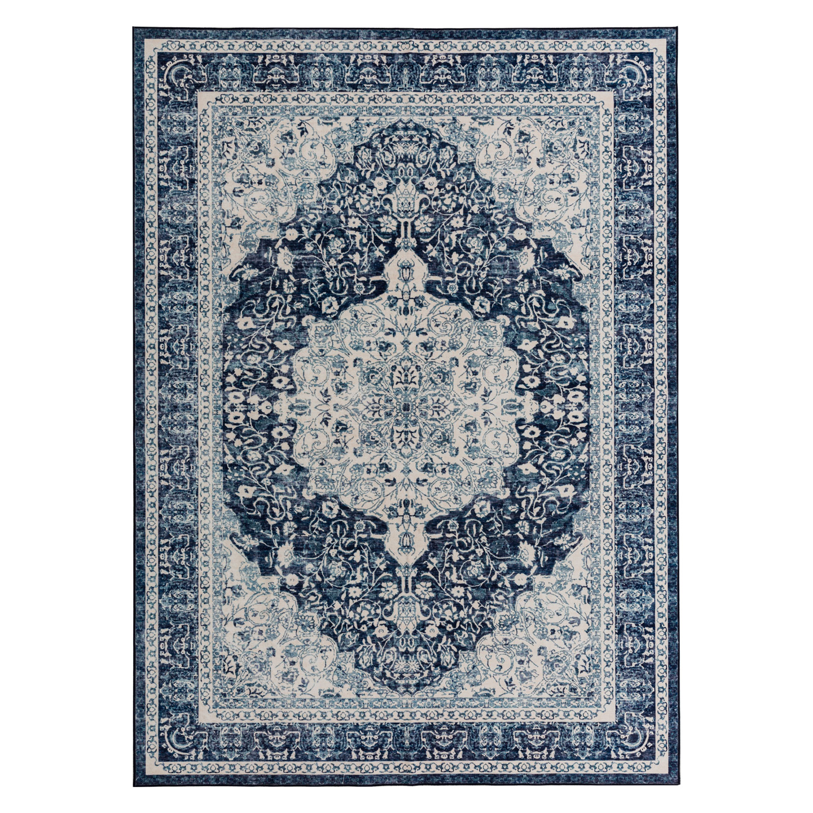 Lenore Traditional Machine Washable Soft Plush Vintage Floral Pattern Foldable Rug Multicolor 