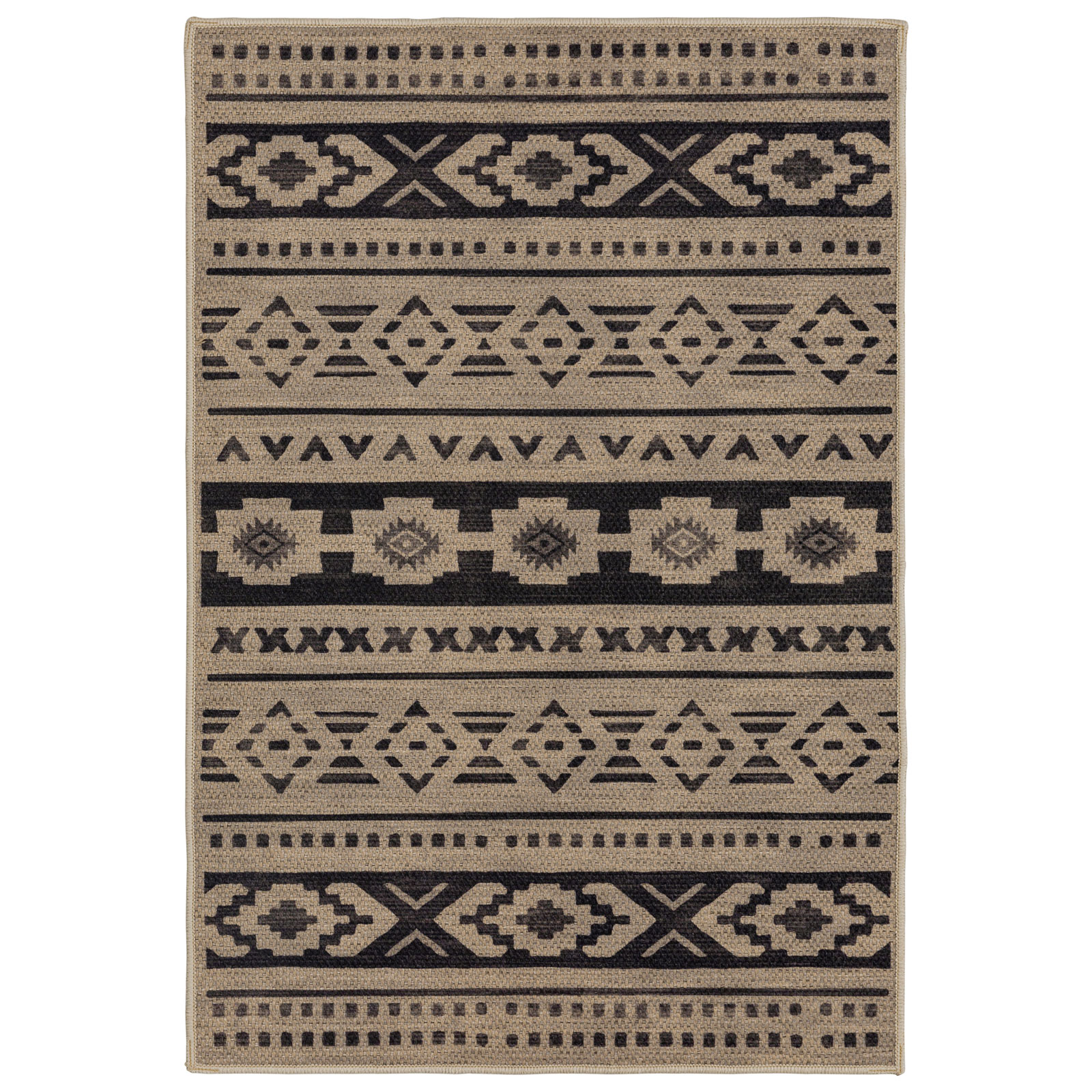 Machine Washable Moroccan Area Rug Brown/Black/Earth