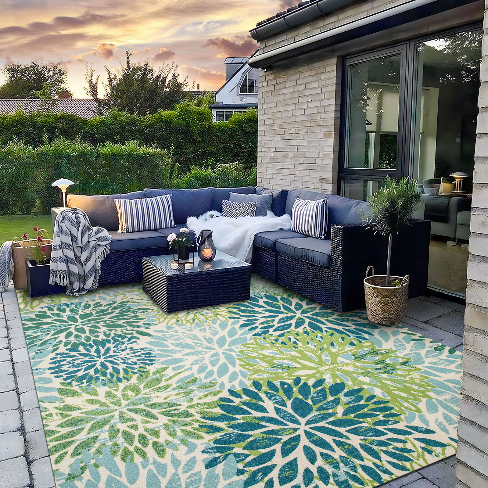 Sunny Outdoor Multicolored Large Area Rug 