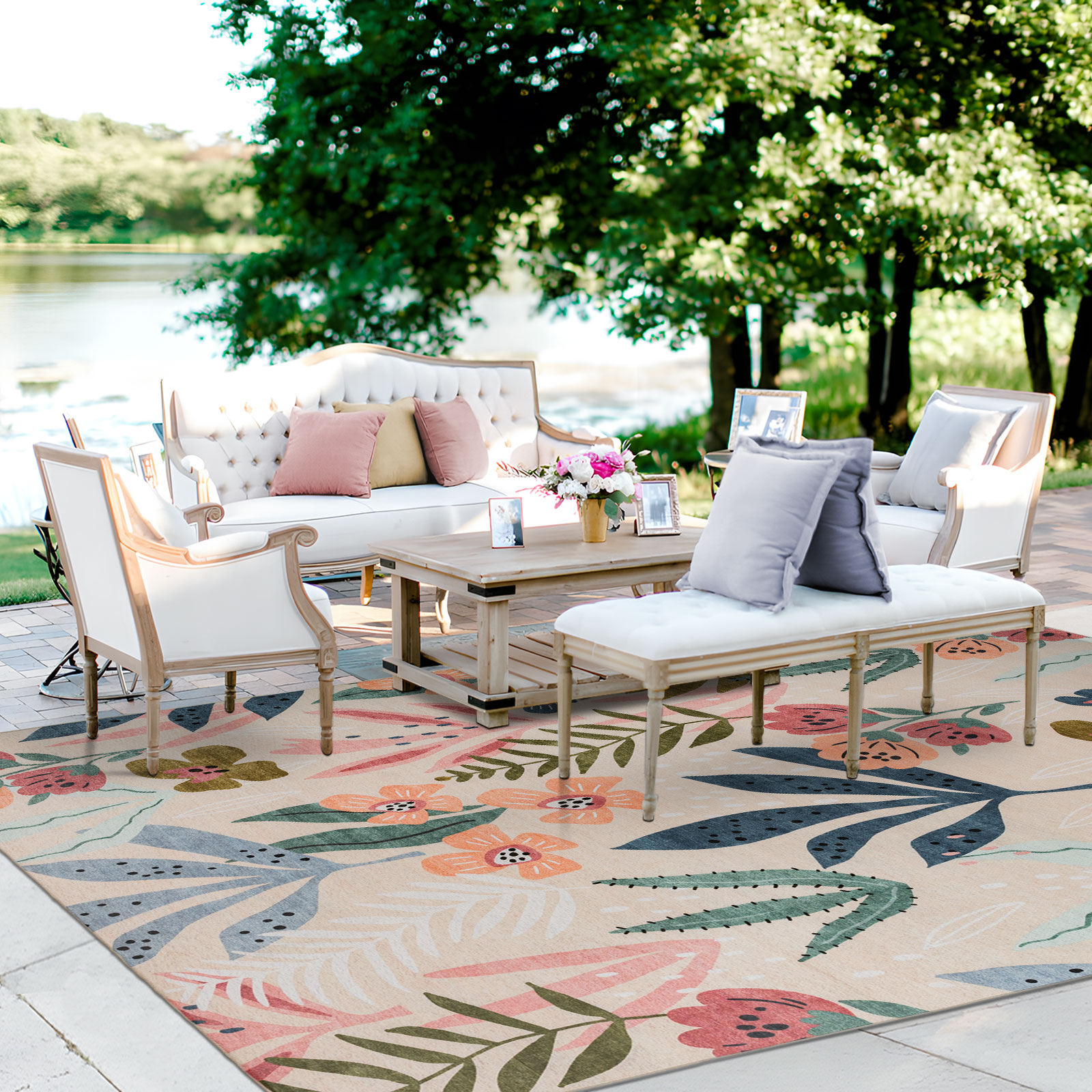 Blossom Outdoor Modern Floral Area Rug