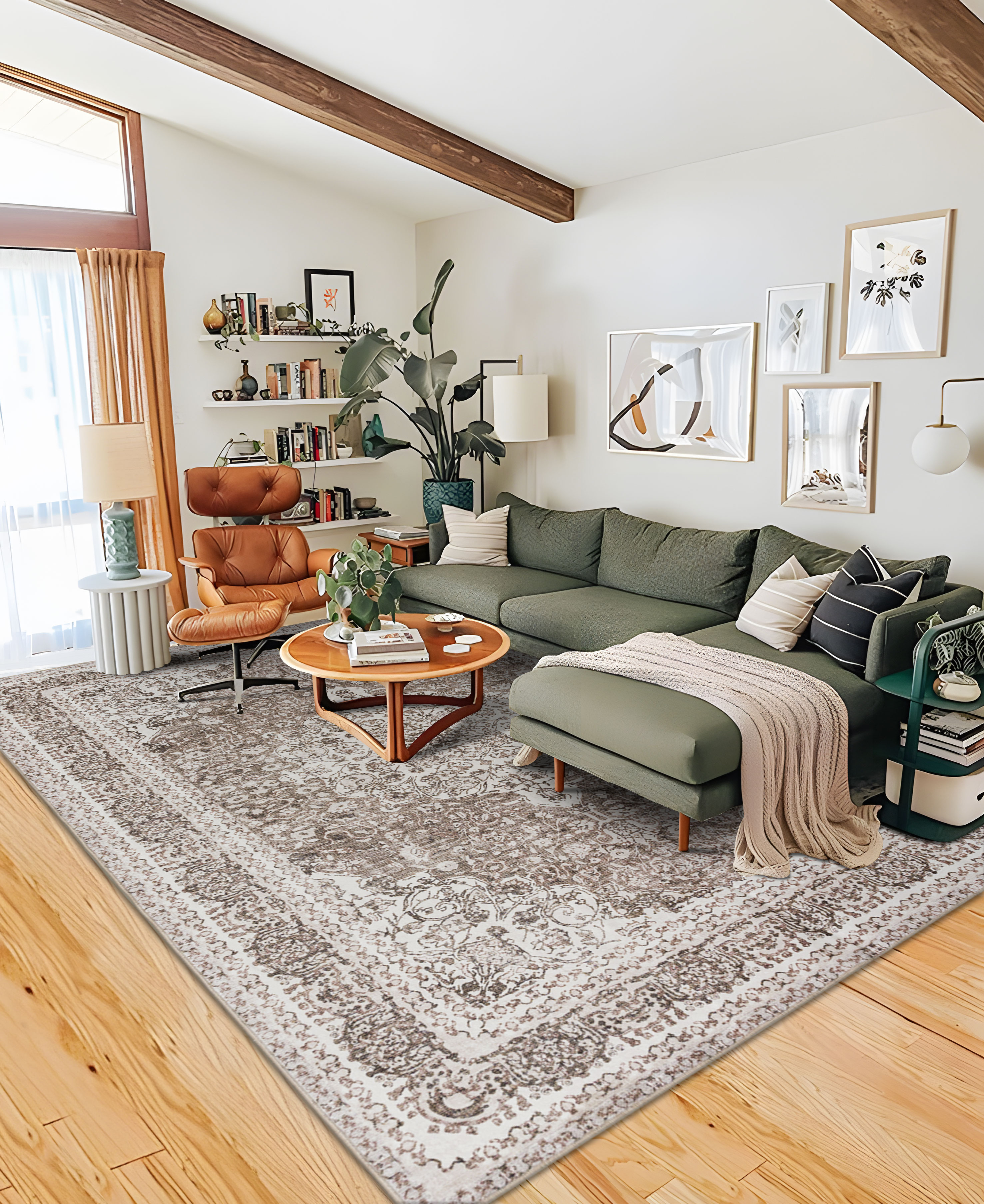 Lenore Traditional Machine Washable Soft Plush Vintage Floral Pattern Foldable Rug Multicolor 