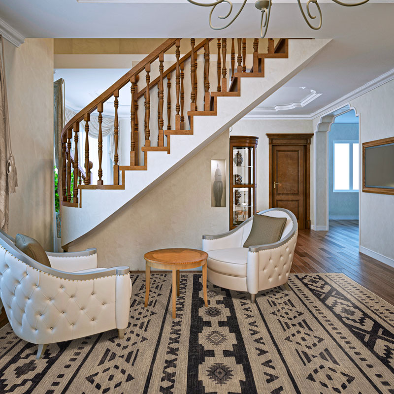 Tsuki Machine Washable Moroccan Area Rug Brown/Black