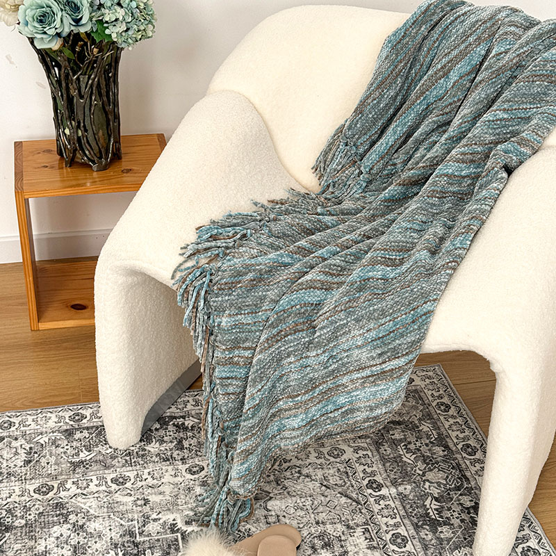 Soft Multi-colored Striped Patterned Throw Blanket