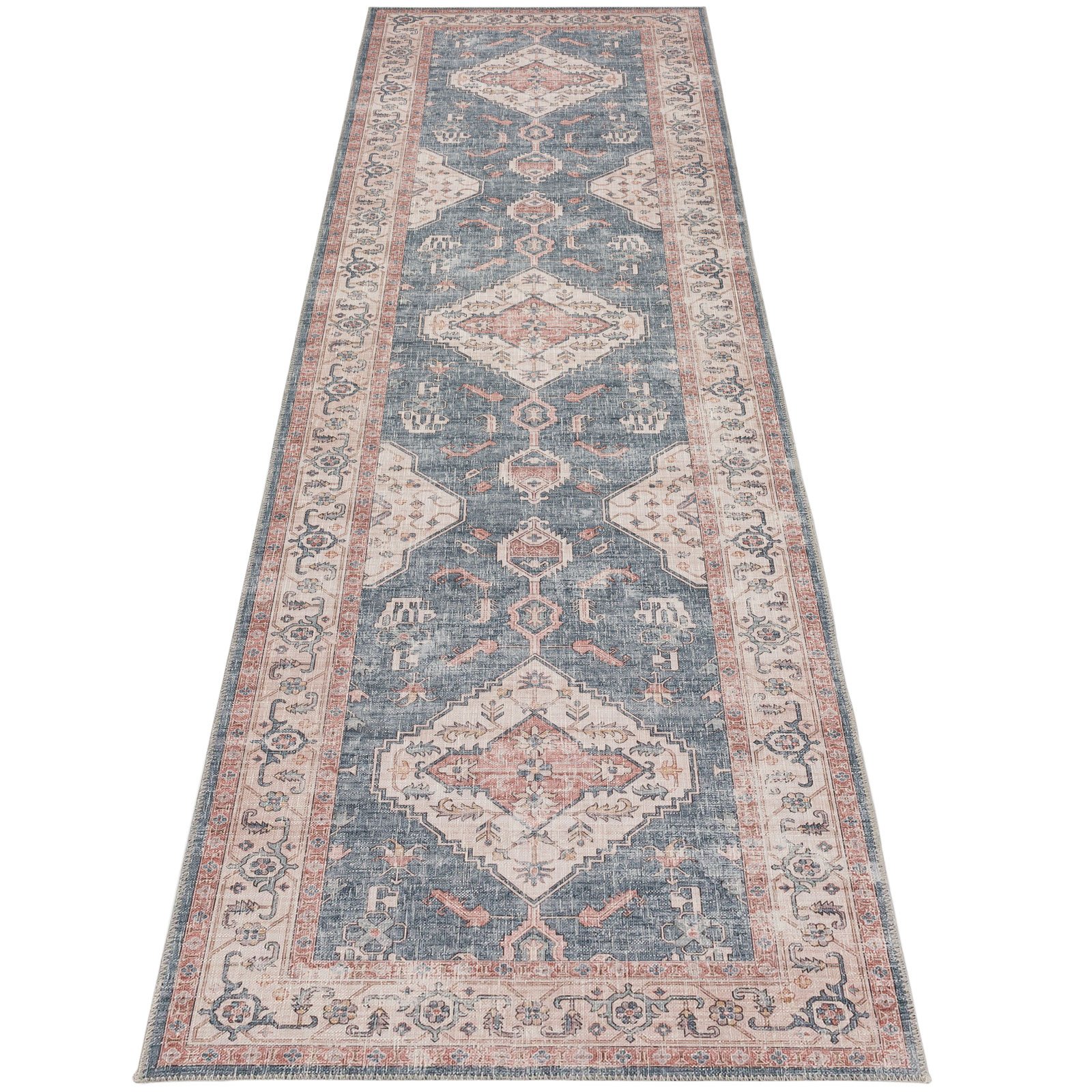 Bella Machine Washable Vintage Traditional Area Rug 