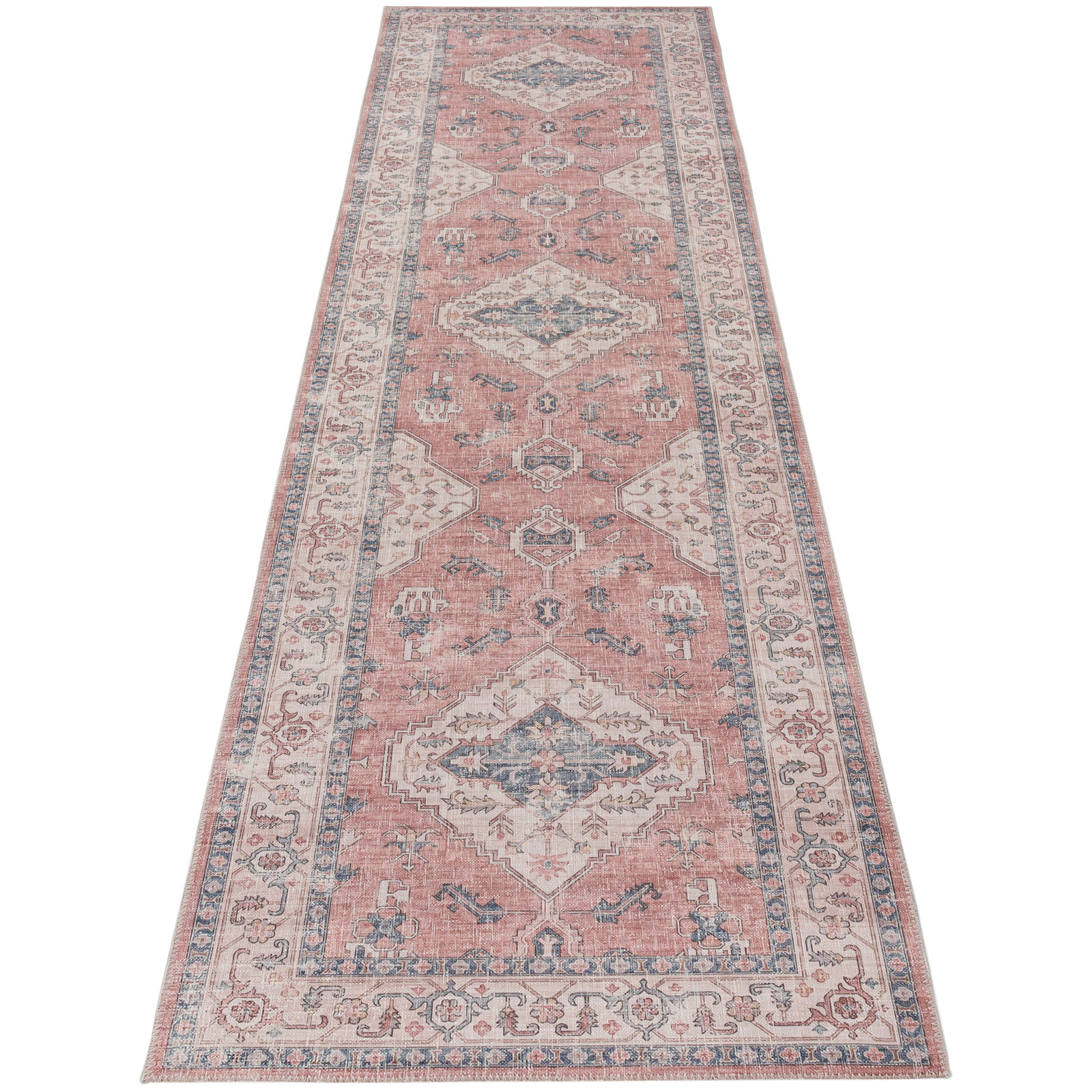 Bella Machine Washable Vintage Traditional Area Rug 