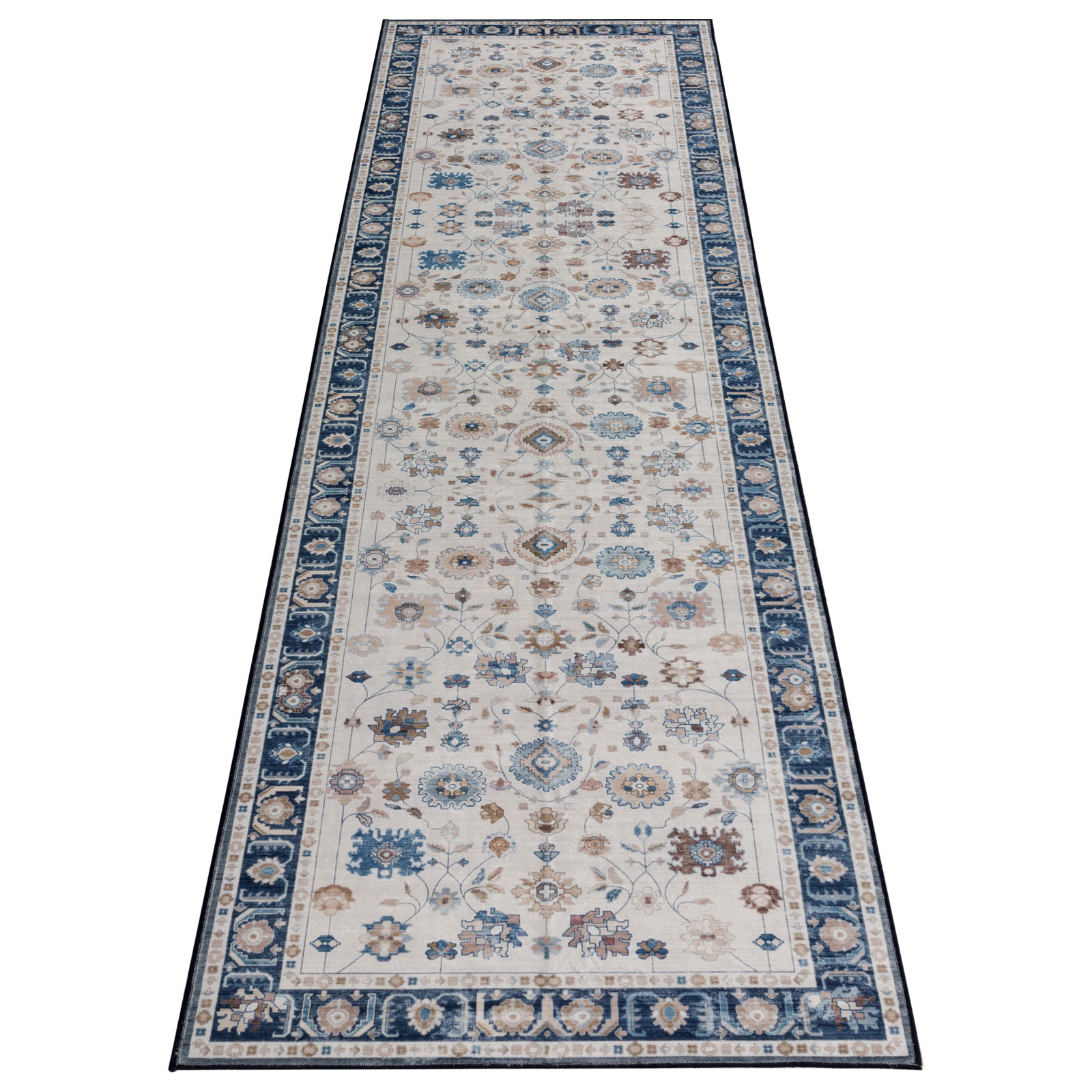 Lenore Traditional Machine Washable Soft Plush Vintage Floral Pattern Foldable Rug Multicolor 