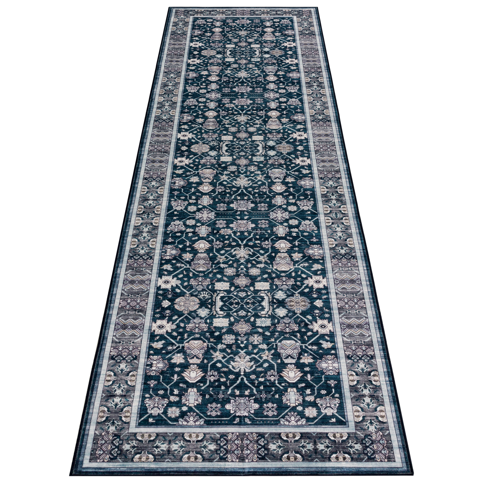 Lenore Traditional Machine Washable Soft Plush Vintage Floral Pattern Foldable Rug Multicolor 