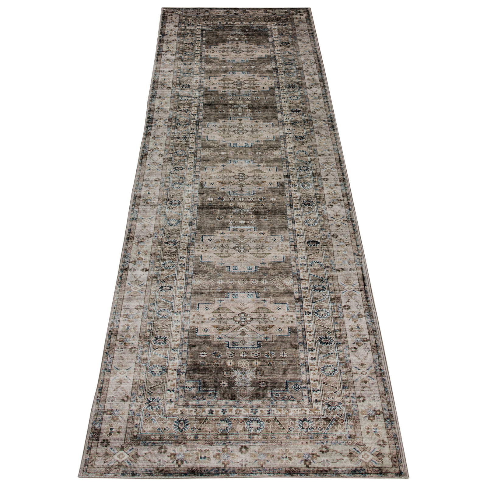Leelu Vintage Machine Washable Soft and Foldable Distressed Non-Slip Backing Area Rug