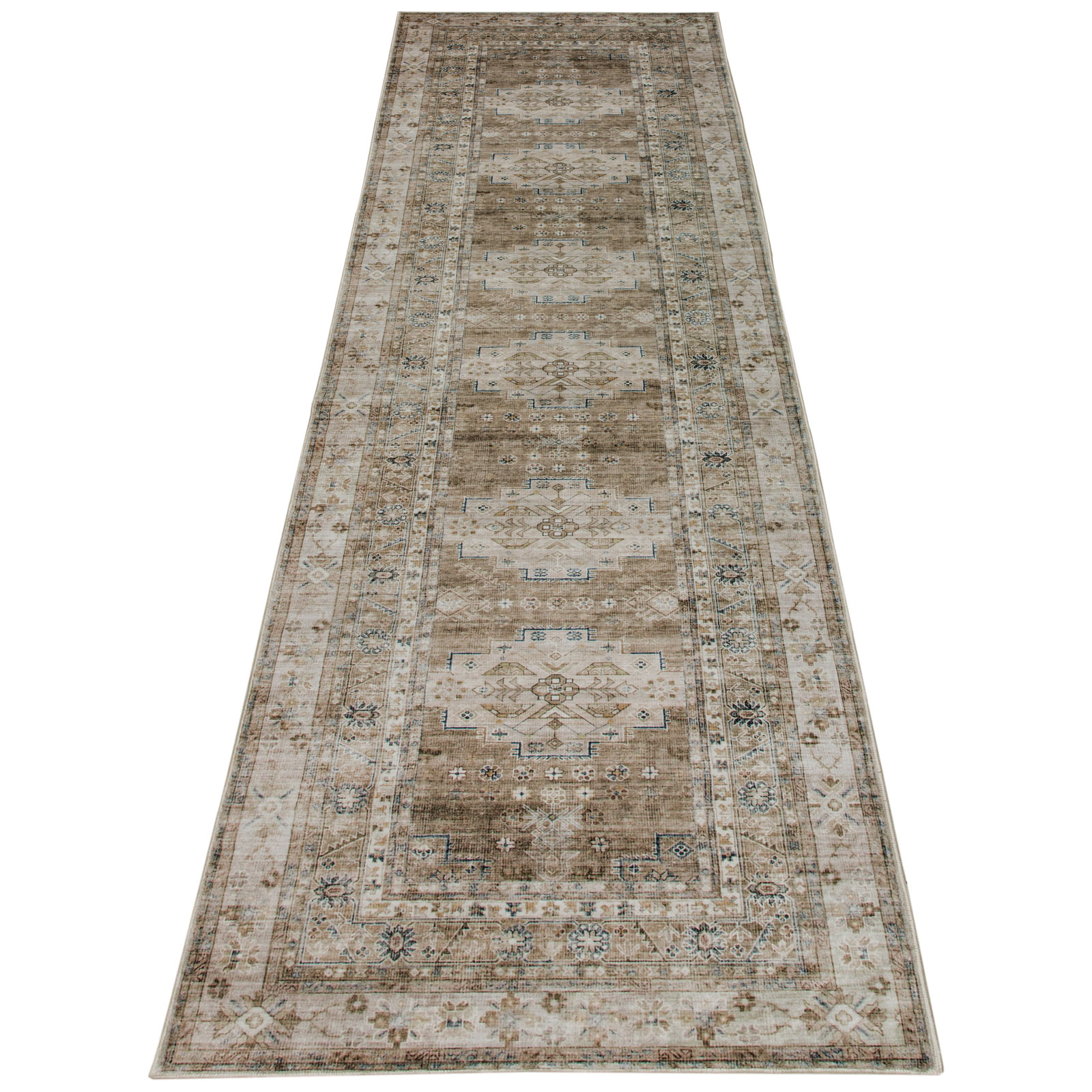 Leelu Vintage Machine Washable Soft and Foldable Distressed Non-Slip Backing Area Rug