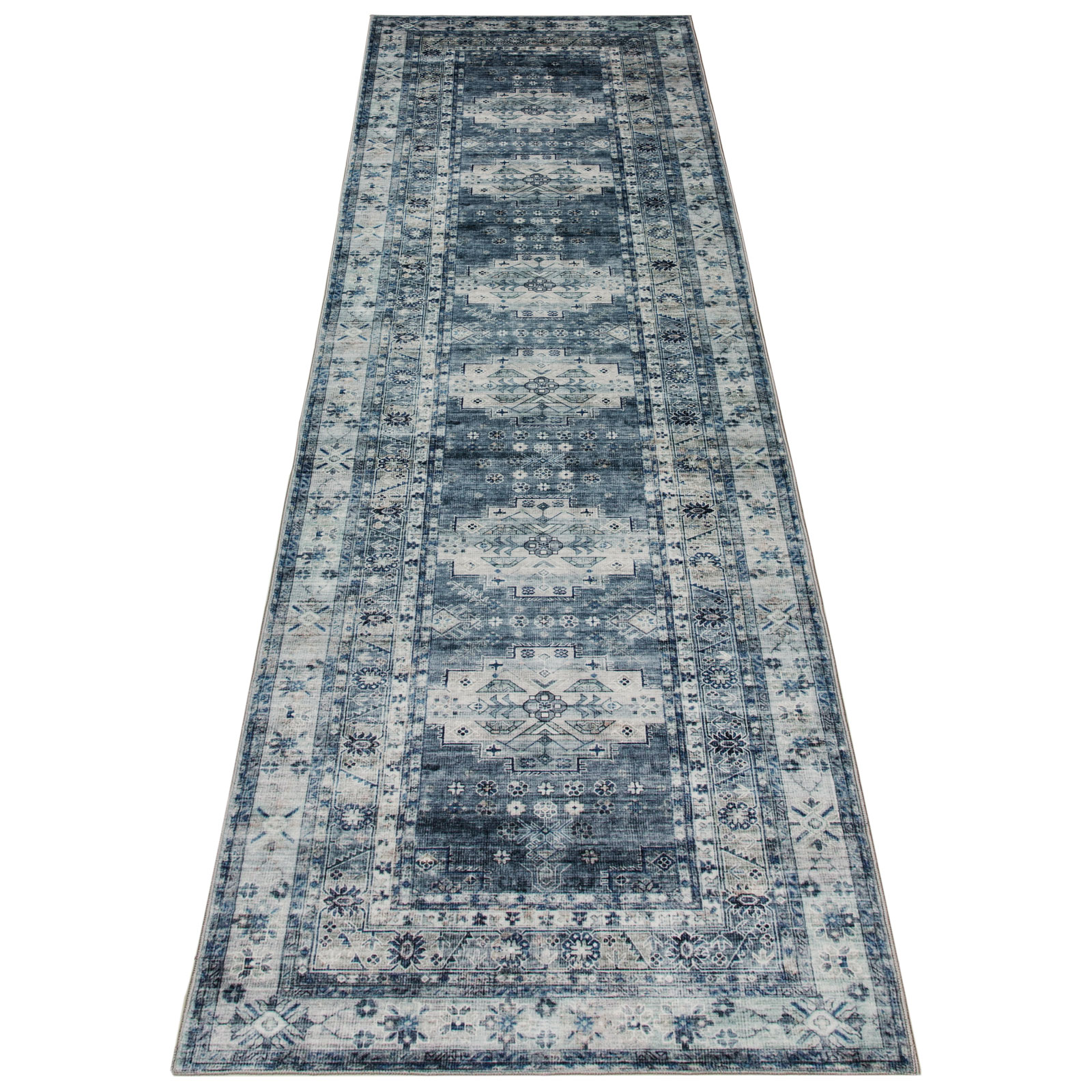 Leelu Vintage Machine Washable Soft and Foldable Distressed Non-Slip Backing Area Rug