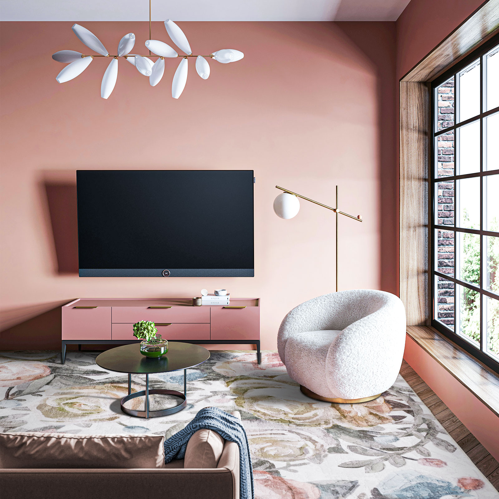 Janisa Machine Washable Modern Floral Non Slip Area Rug