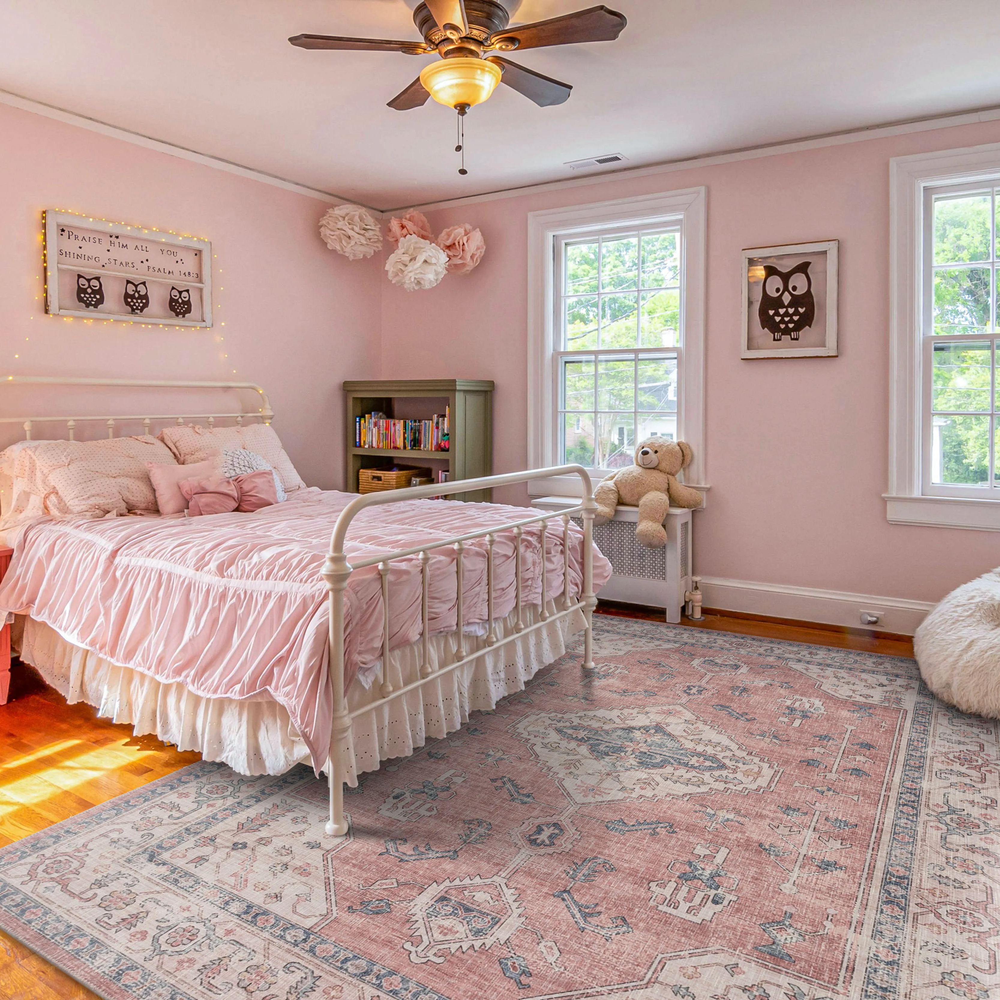 Bella Machine Washable Vintage Traditional Area Rug 