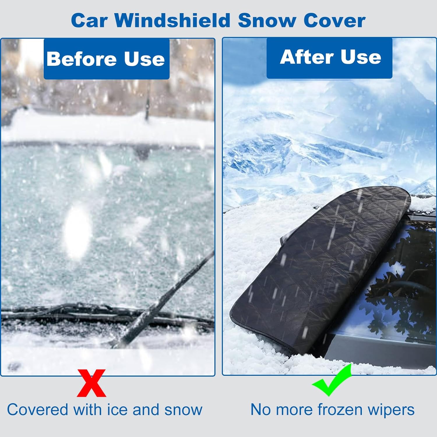 (Black Friday Save $40) Car Windshield Cover 3-Layer Protection for Snow, Ice, UV, Frost