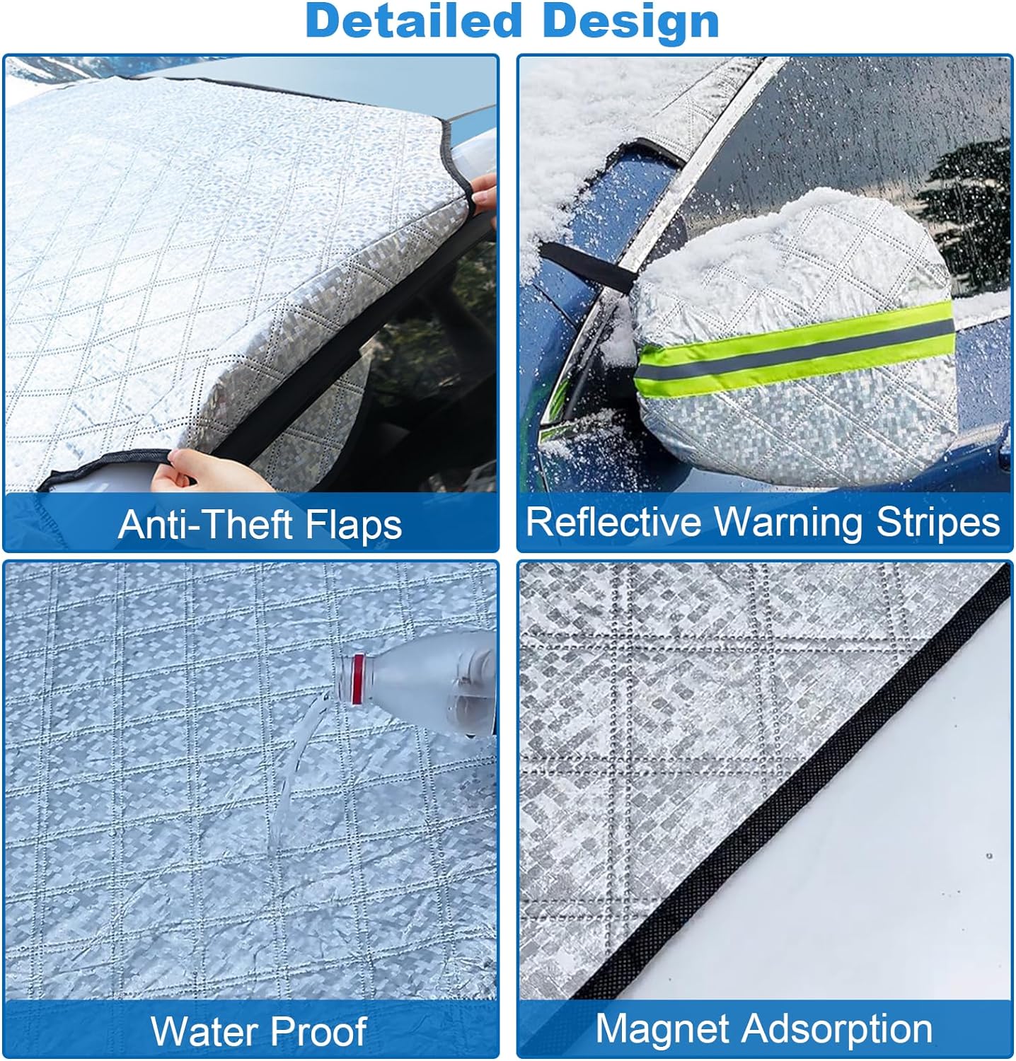 (Black Friday Save $40) Car Windshield Cover 3-Layer Protection for Snow, Ice, UV, Frost