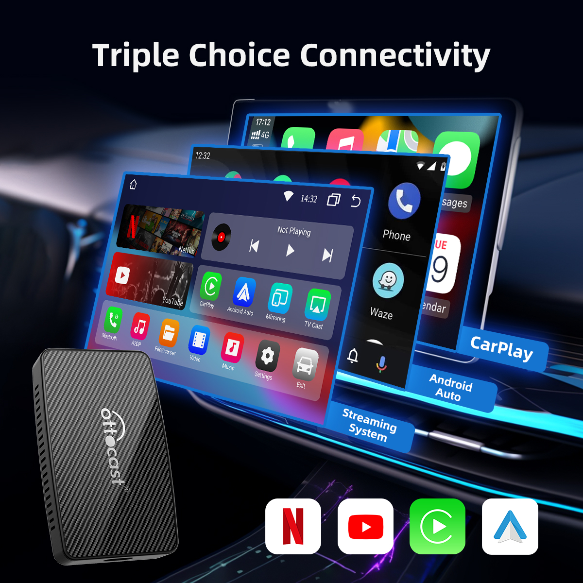 Play2Video Wireless CarPlay\Android Auto & Youtube\Netflix Adapter