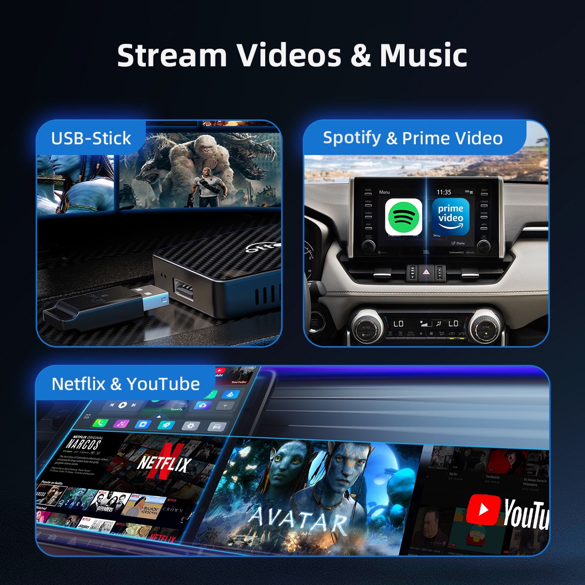 Play2Video Pro | Netflix YouTube IPTV Wireless CarPlay/ Android Auto Car Box