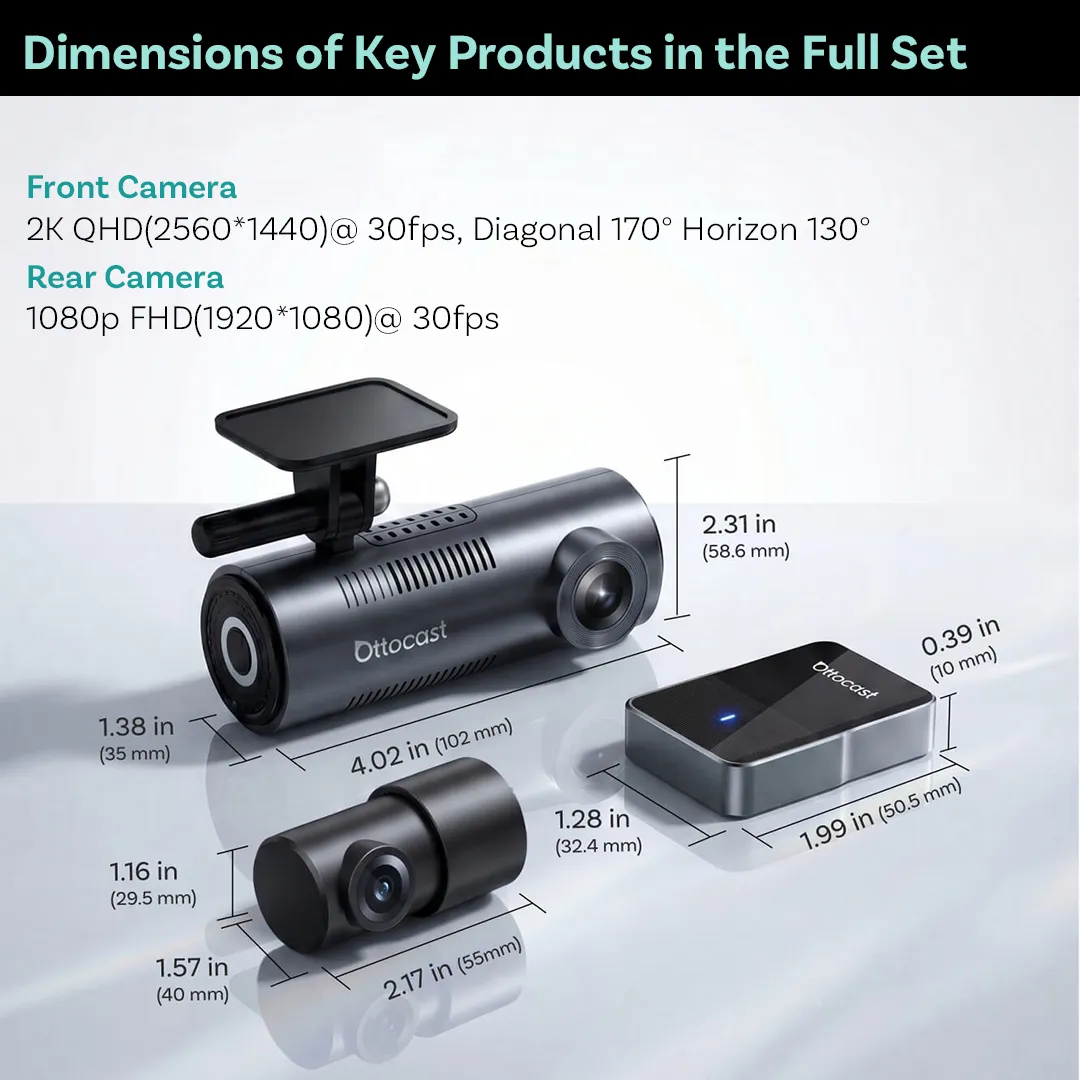 Ottosafe Cam® CarPlay Dash Cam Rear Cam 3-in-1 Set