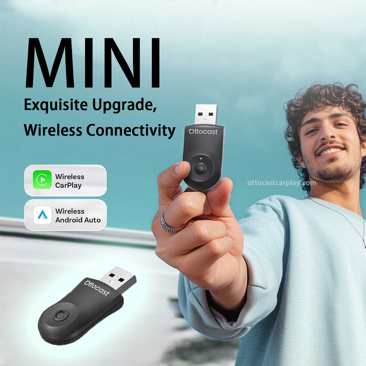 (Early Brid Price Save 40%) 2025 Ottocast Mini wireless CarPlay Android Auto Adapter
