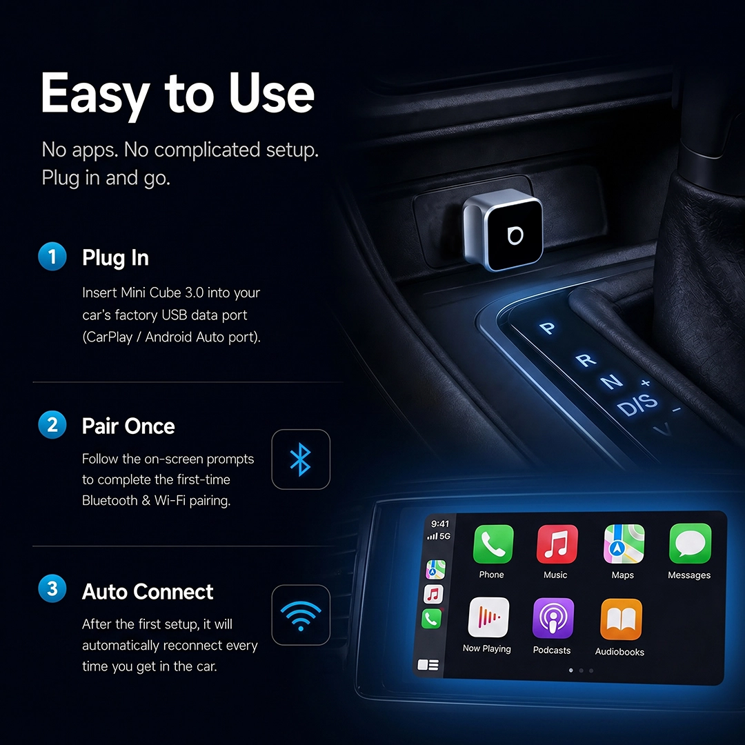 CarPlay Android Auto Wireless  Adapter - Mini 3.0 Ultra Cube