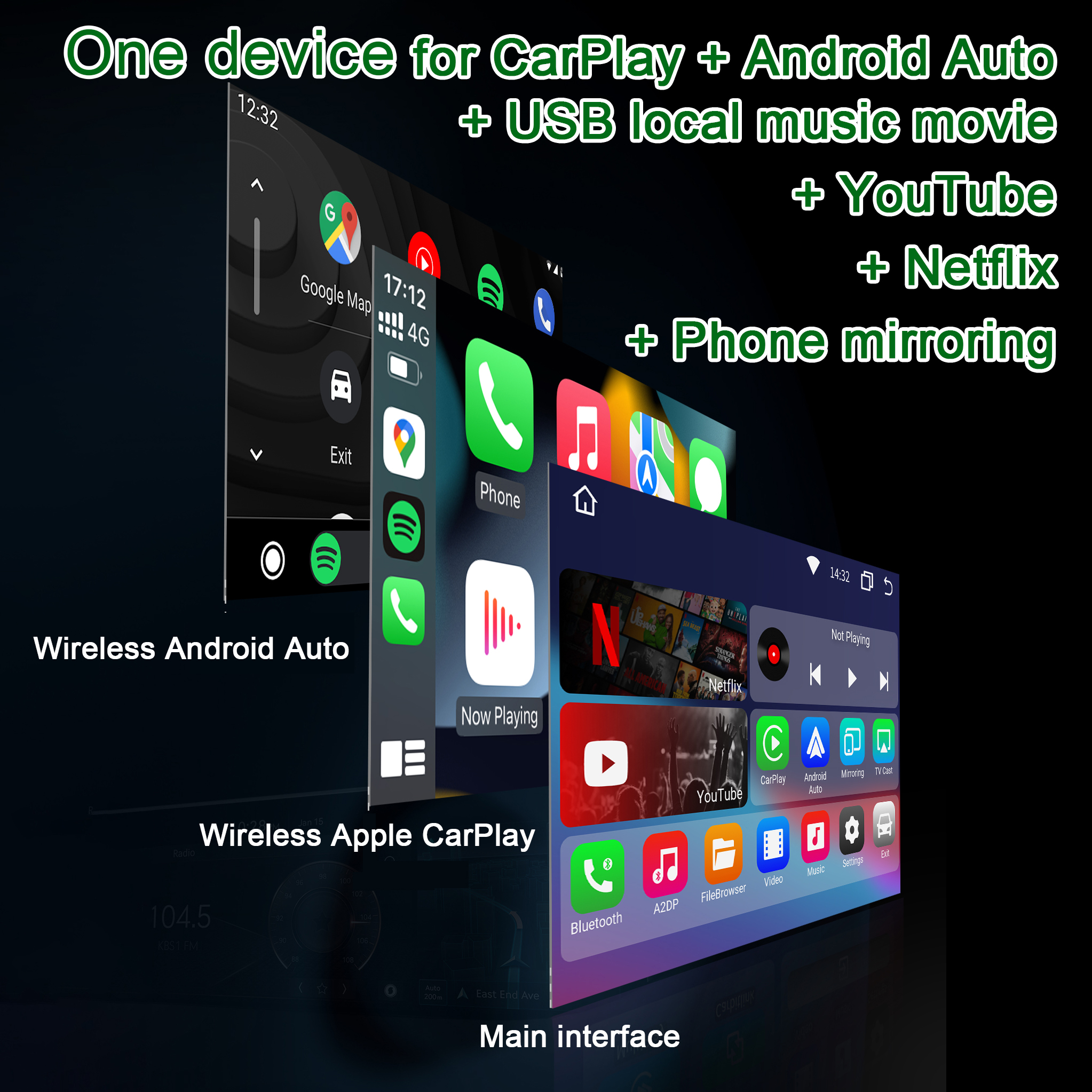 Play2Video Wireless CarPlay/Adattatore all-in-one per Android Auto -  Ottocast – OTTOCAST EU