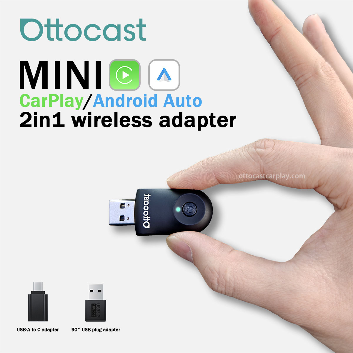 (Early Brid Price Save 40%) 2025 Ottocast Mini wireless CarPlay Android Auto Adapter