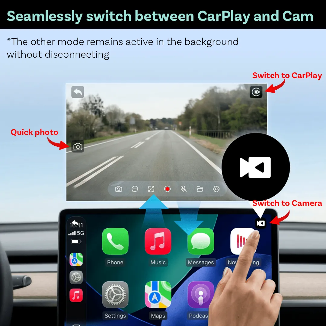 Ottosafe Cam® CarPlay Dash Cam Rear Cam 3-in-1 Set