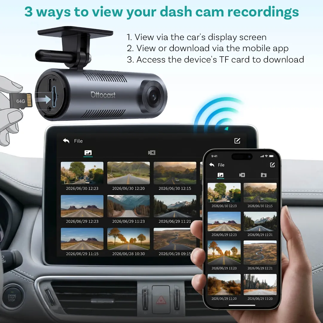 Ottosafe Cam® CarPlay Dash Cam Rear Cam 3-in-1 Set