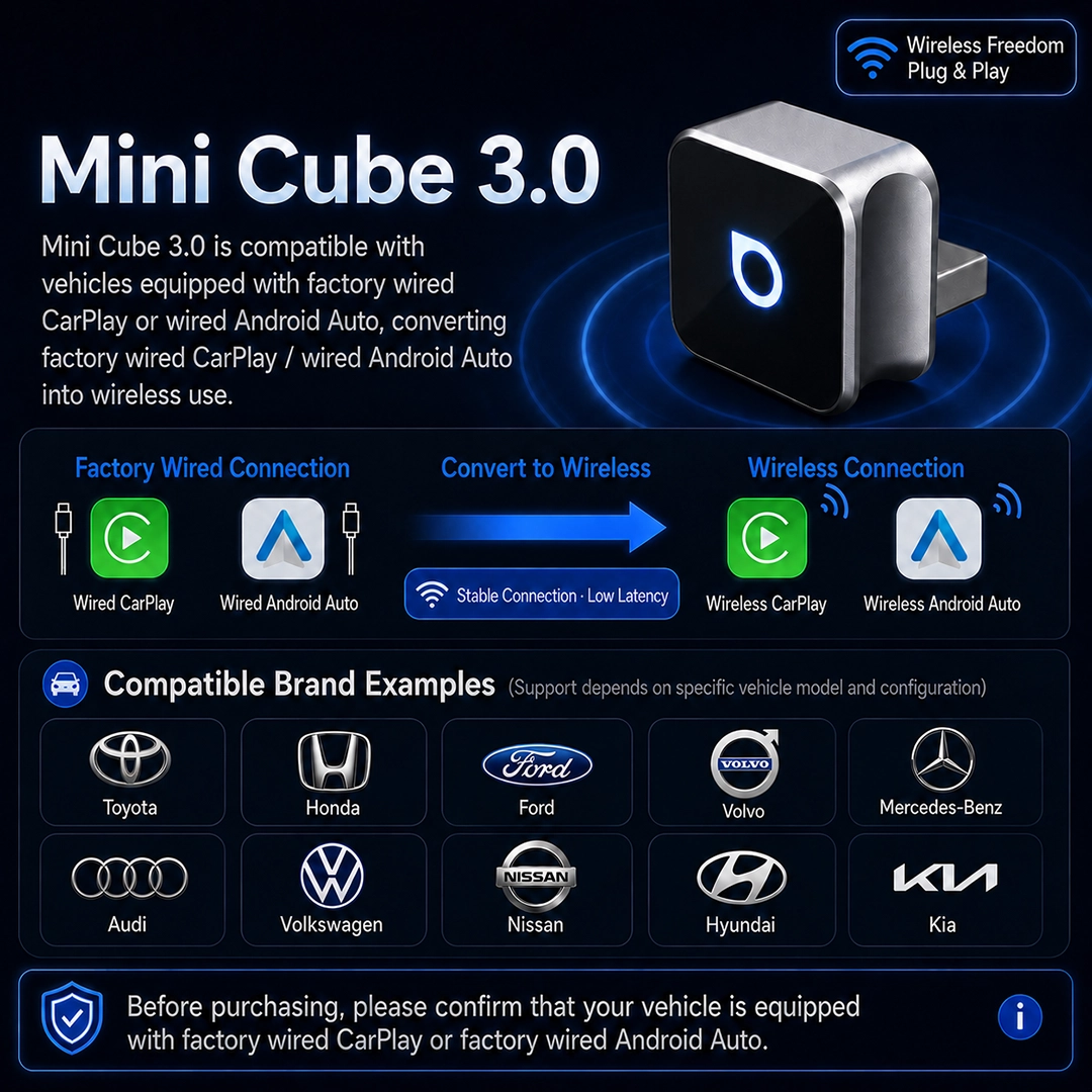 CarPlay Android Auto Wireless  Adapter - Mini 3.0 Ultra Cube
