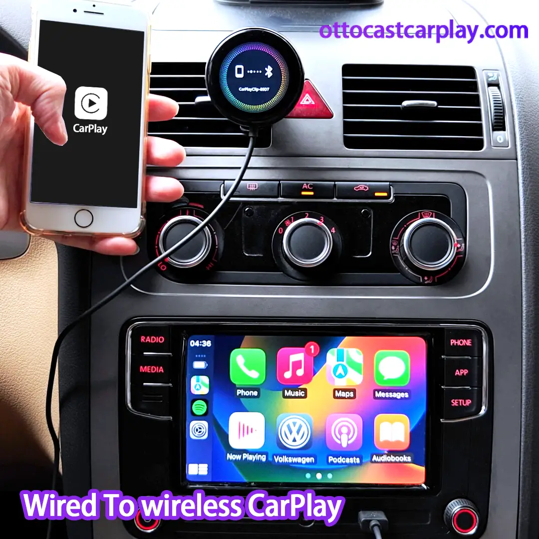 Ottocast® CarPlay Pal Clip wireless CarPlay Adapter with Multifunctional display screen and in-car aromatherapy