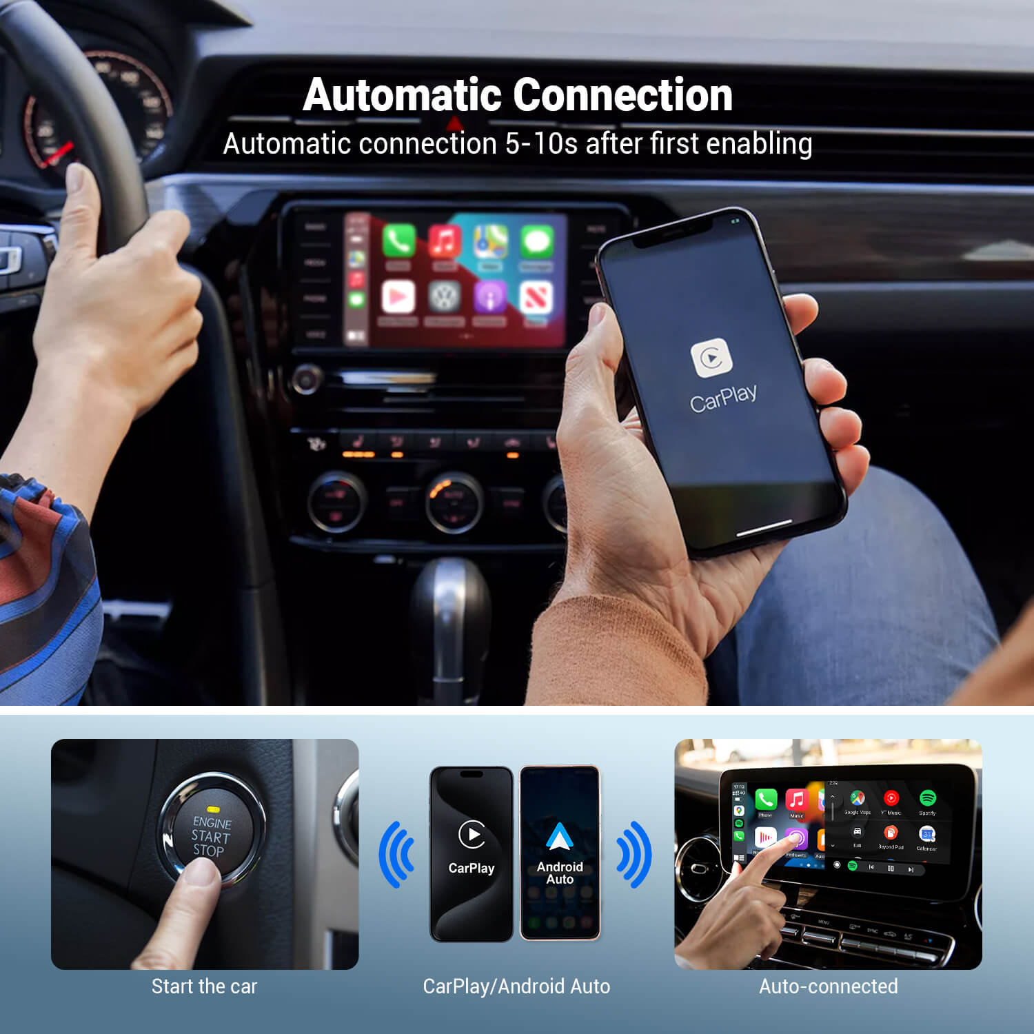 2 in 1 The Smart Wireless CarPlay/Android Auto Link