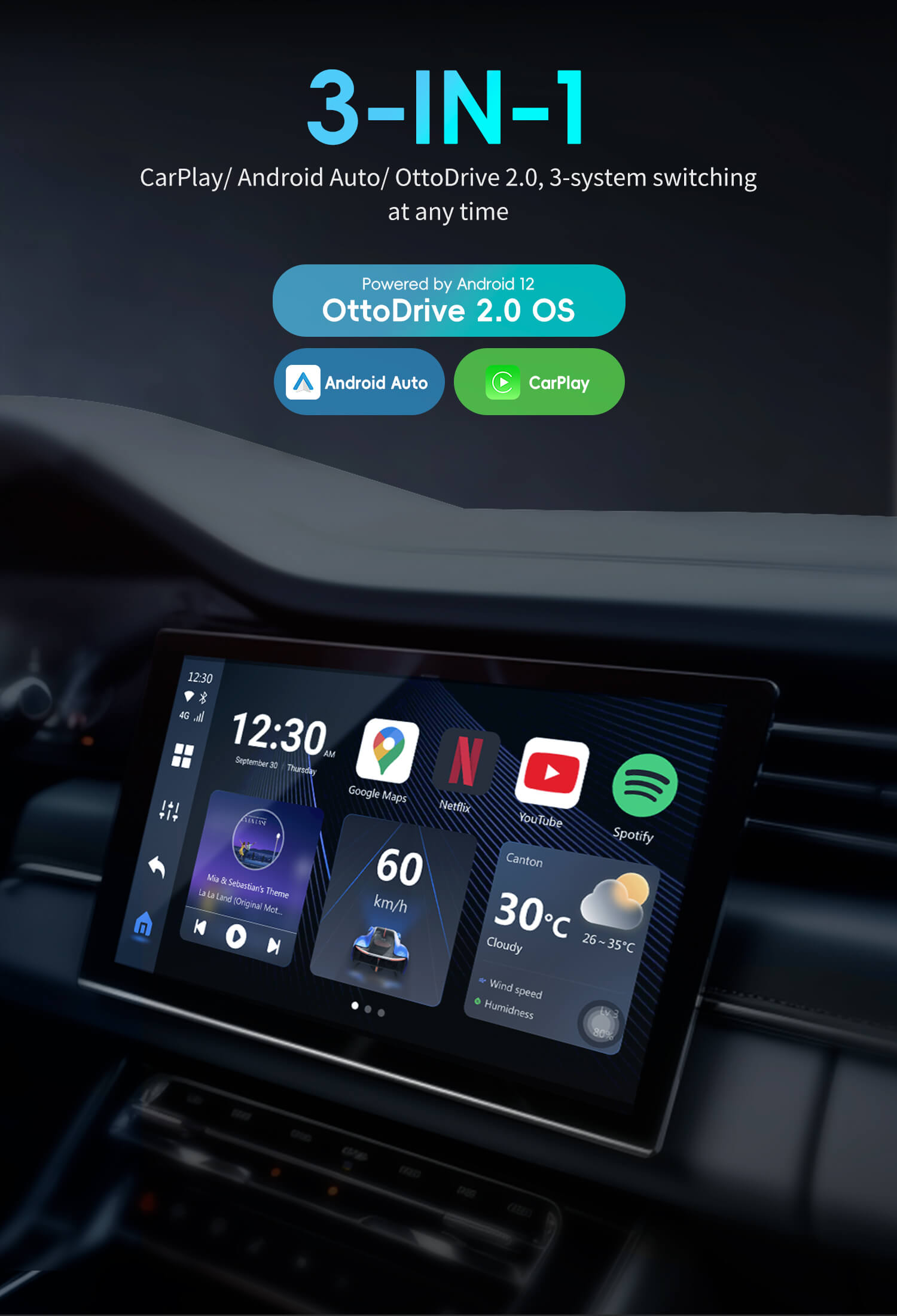 2024 P3 CarPlay AI Box with Android 12 + AttoDrive 2.0 UI
