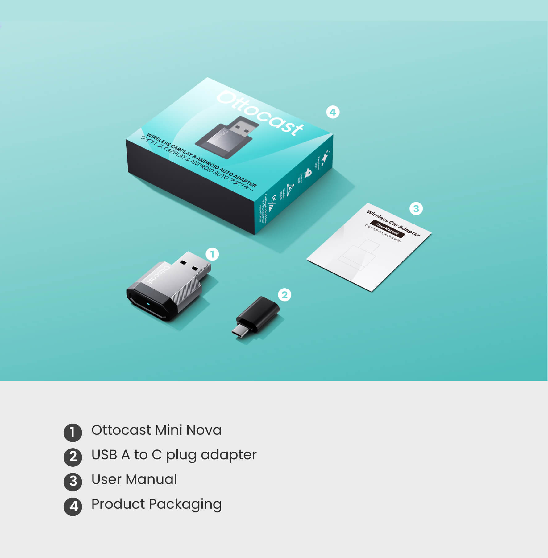 New Ottocast Mini NOVA Wireless CarPlay/Android Auto Adapter