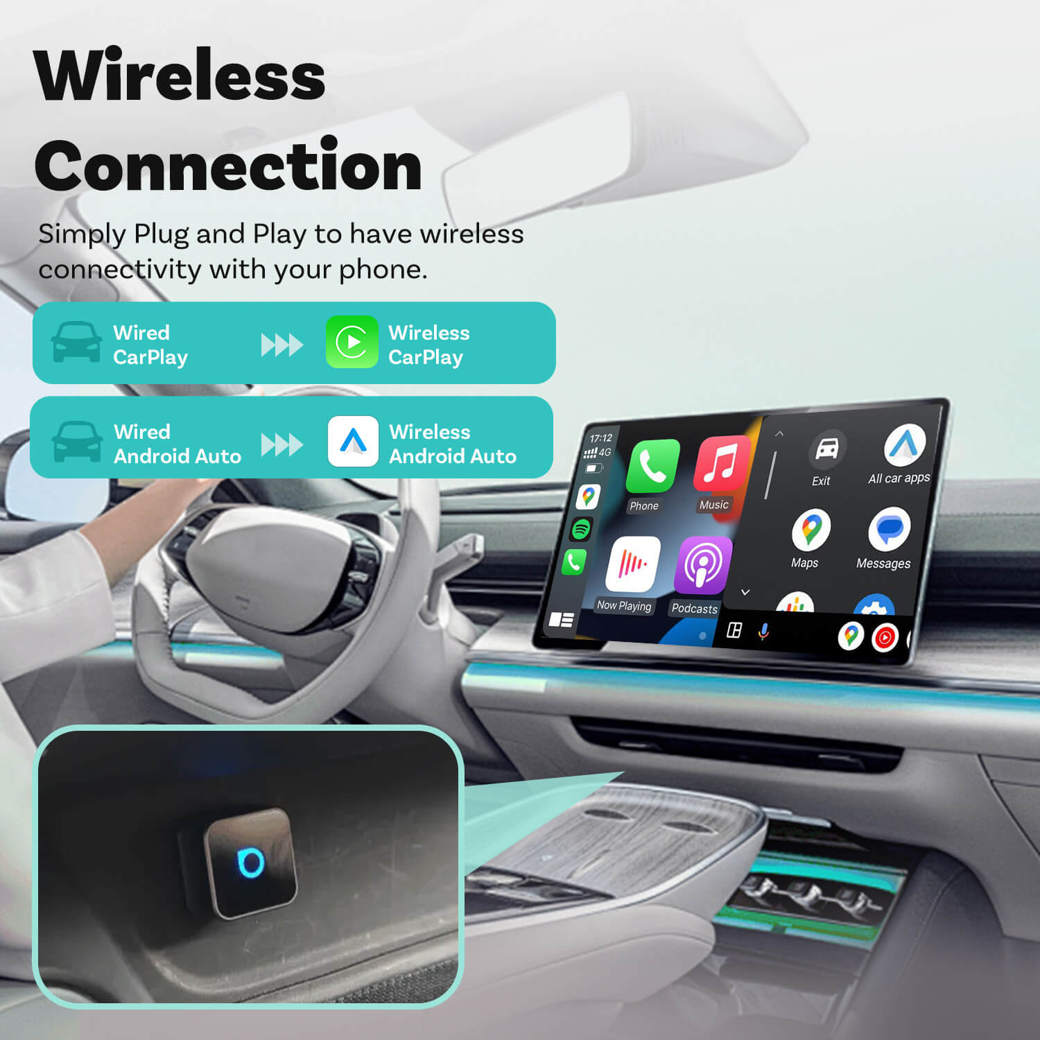 Ottocast Mini Cube 3.0 Wireless CarPlay/Android Auto Adapter