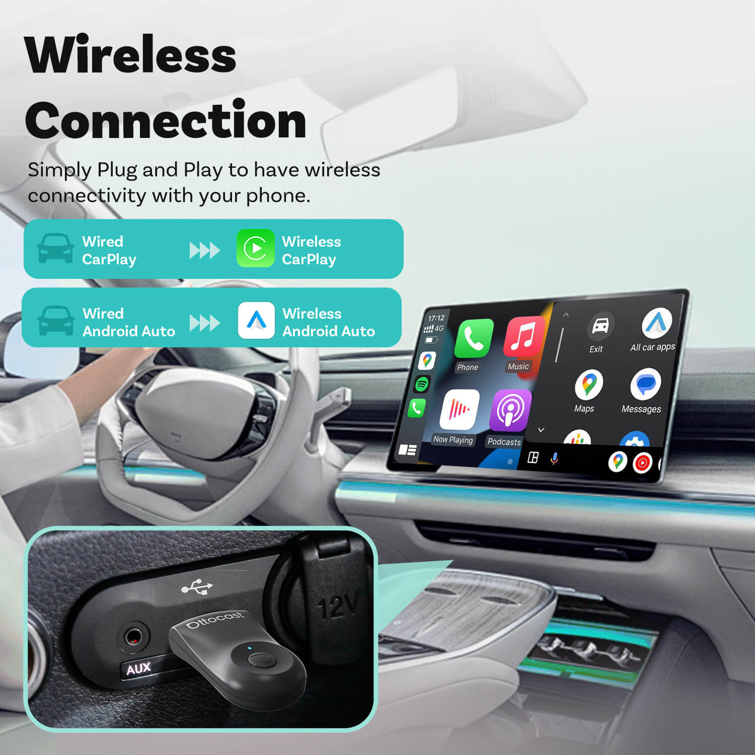 Mini Wireless CarPlay/Android Auto Adapter