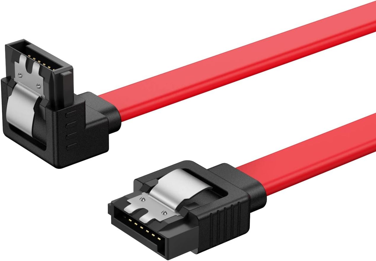 MAYtobe, SATA III Cable , [2 paquetes] 40CM SATA III 6,0 Gbps 7pin hembra a hembra en ángulo hacia abajo Cable de datos con pestillo de bloqueo