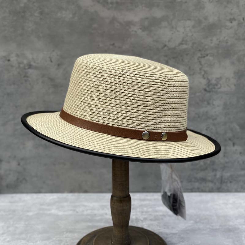 Summer Straw Hat with Belt Decoration