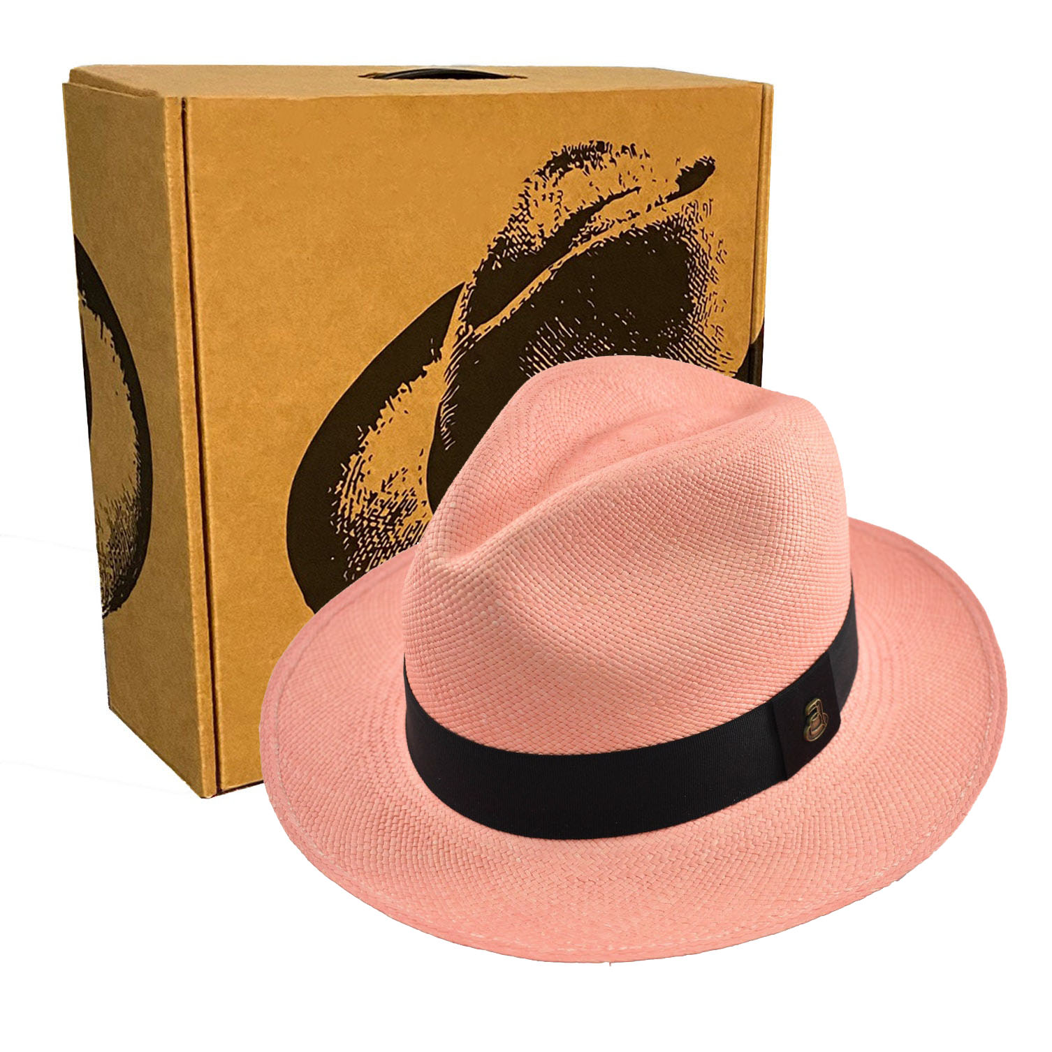 Advanced Original Panama Hat-Pink Toquilla Straw | Brown Band-Handwoven in Ecuador(HatBox Included)