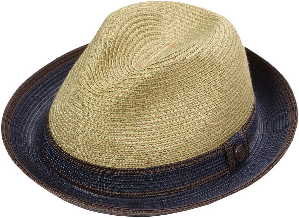 Twotone Summer Straw Fedora Hat