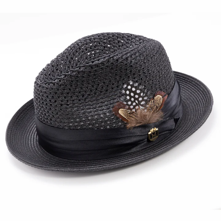 Solid Color Pinch Braided Fedora With Matching Satin Ribbon Hat 