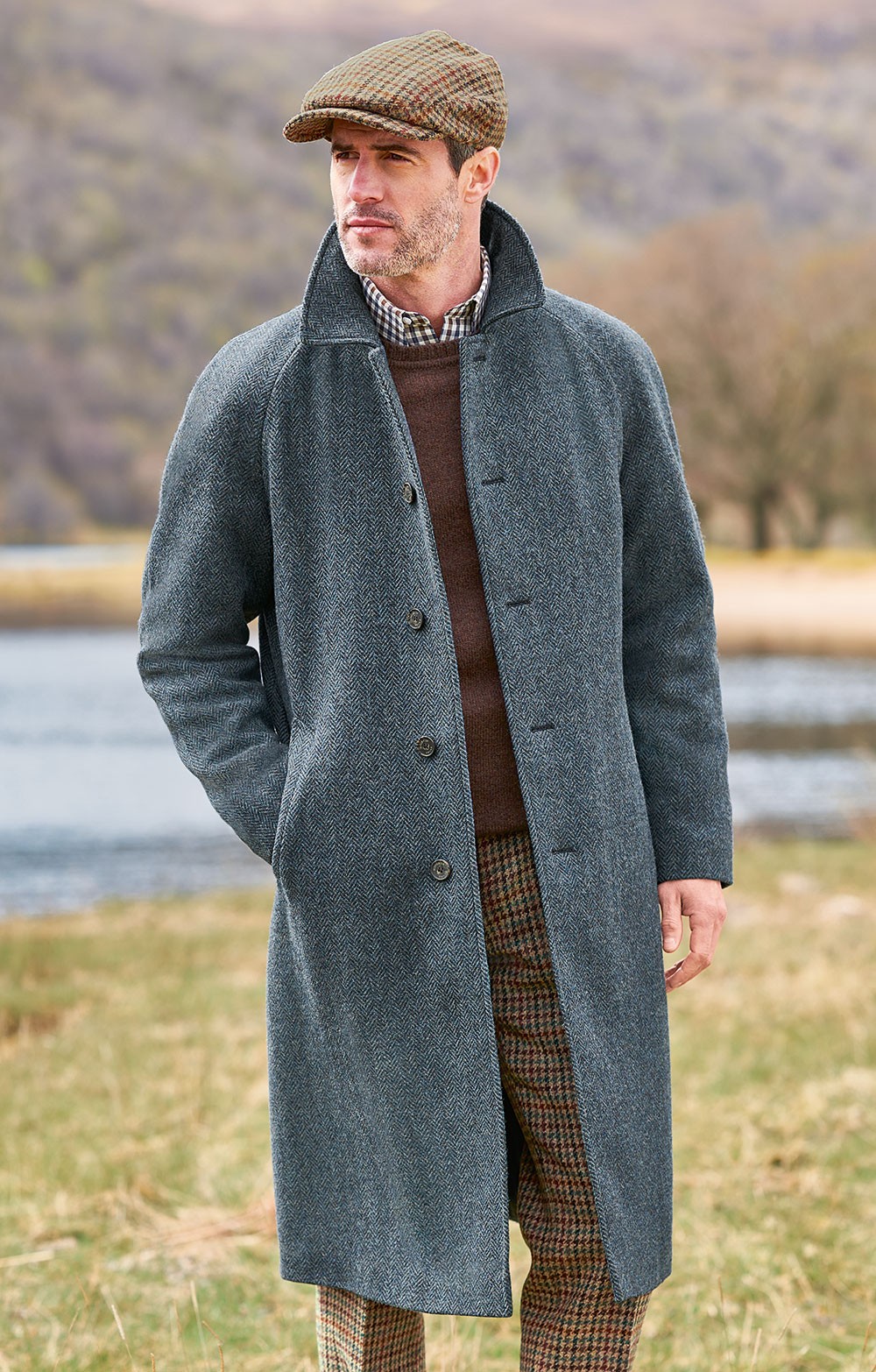 Raglan Sleeve Tweed Coat