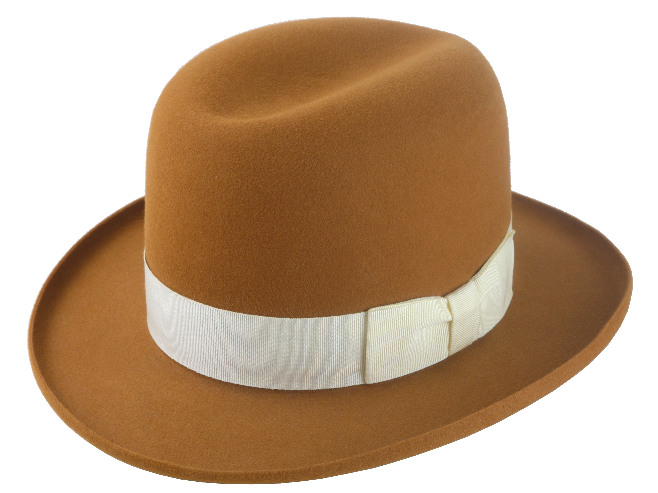 Premium Fedora with Single-Crease Crown and Raw-Edge Rolled Brim