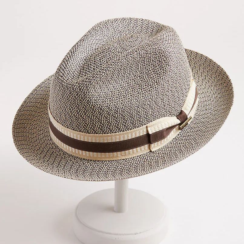 Estate Poly Braid Straw Fedora Hat with Grosgrain Hatband