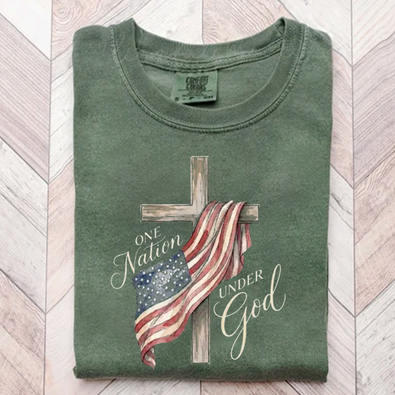 One Nation Under God Christian Patriotic Cross America 250 T-Shirt