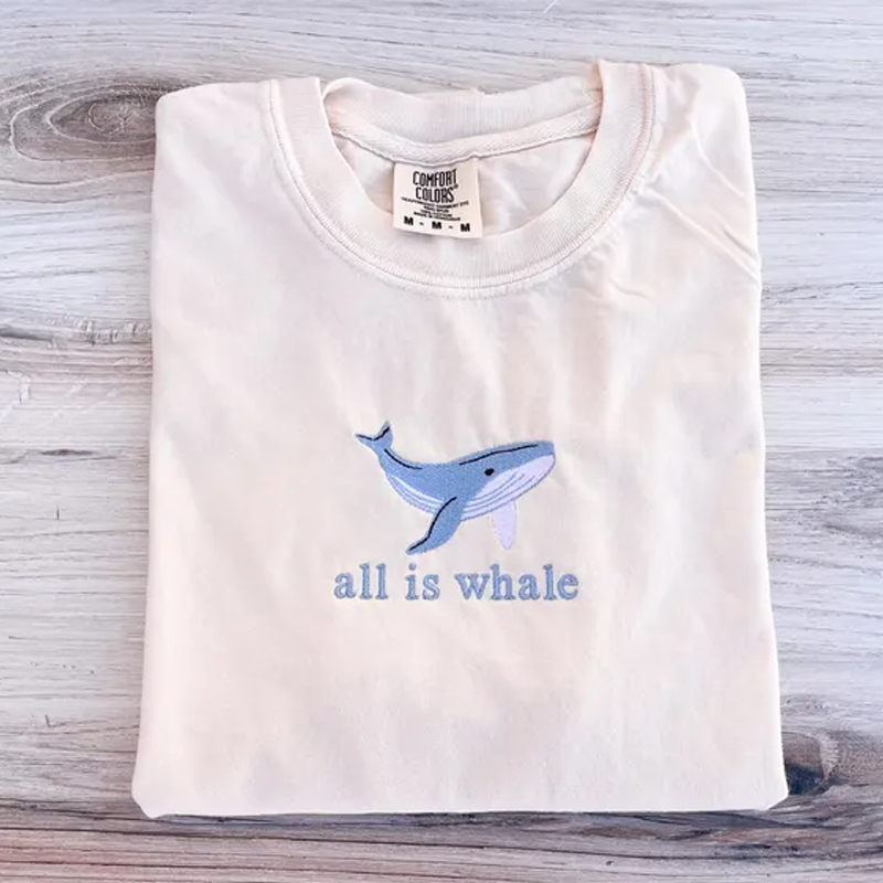 Whale Embroidered Comfort Colors T-Shirt