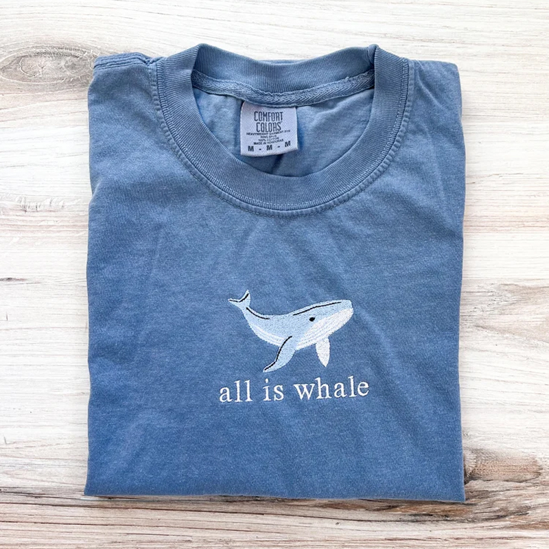 Whale Embroidered Comfort Colors T-Shirt