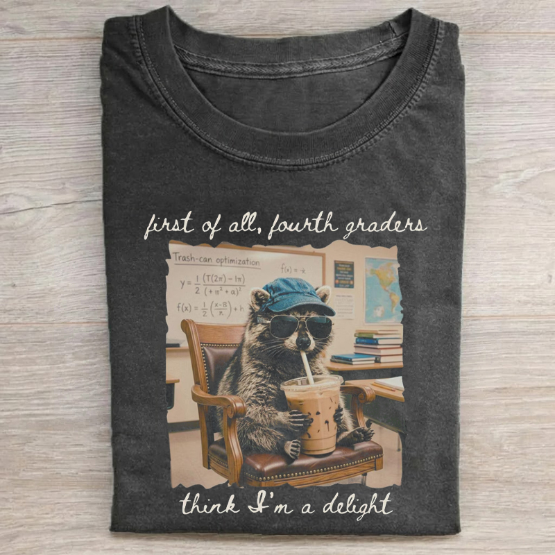 Fourth Grade Teacher Funny Racoon T-Shirt