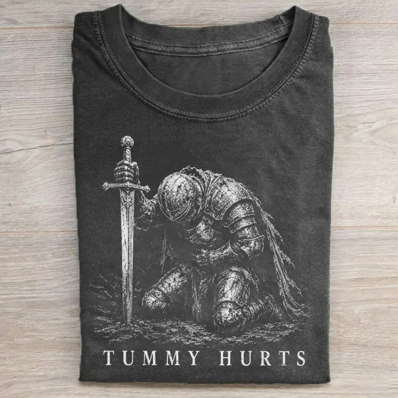 Tummy Hurts Knight Funny Dark Fantasy T-shirt