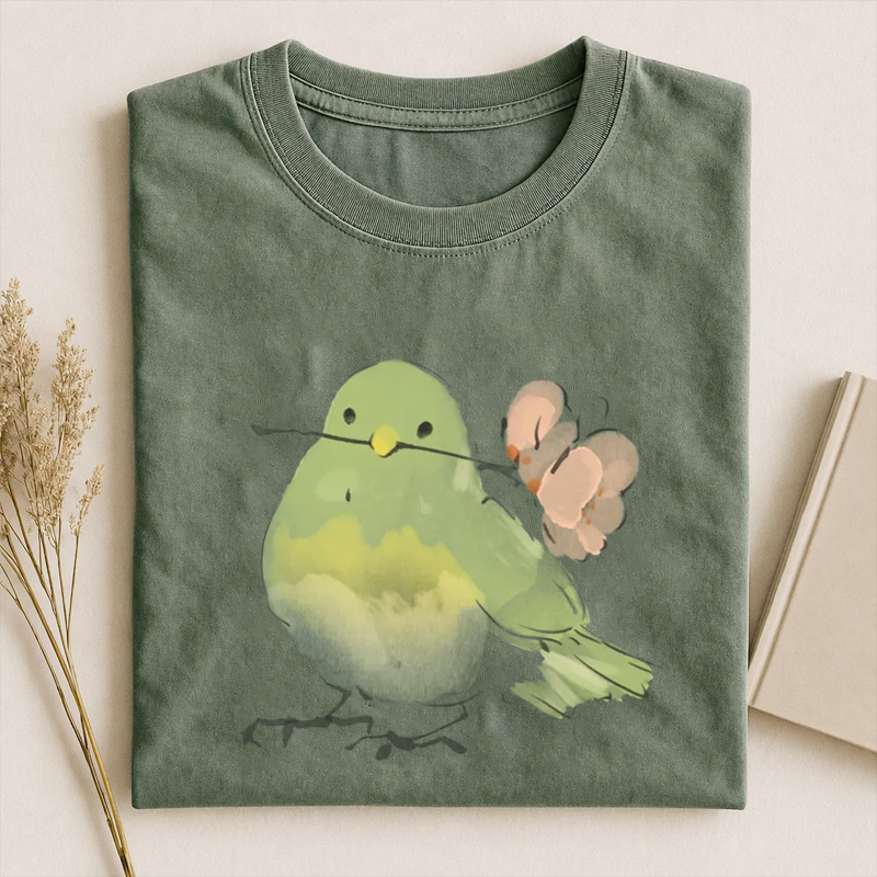Cute Bird With Flower T-Shirt