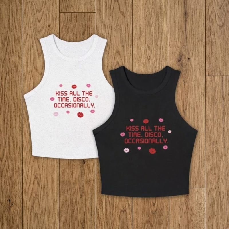 Kiss All The Time Vintage Pop Music Tank Top